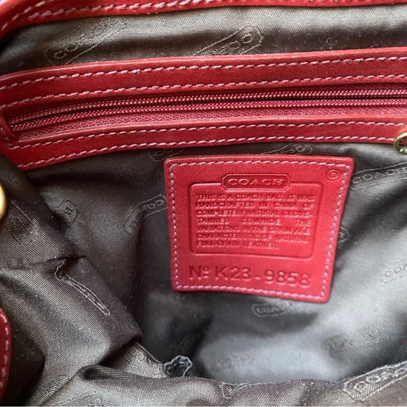 COACH VINTAGE RED LEATHER BACKPACK BAG - Picture 6 of 8